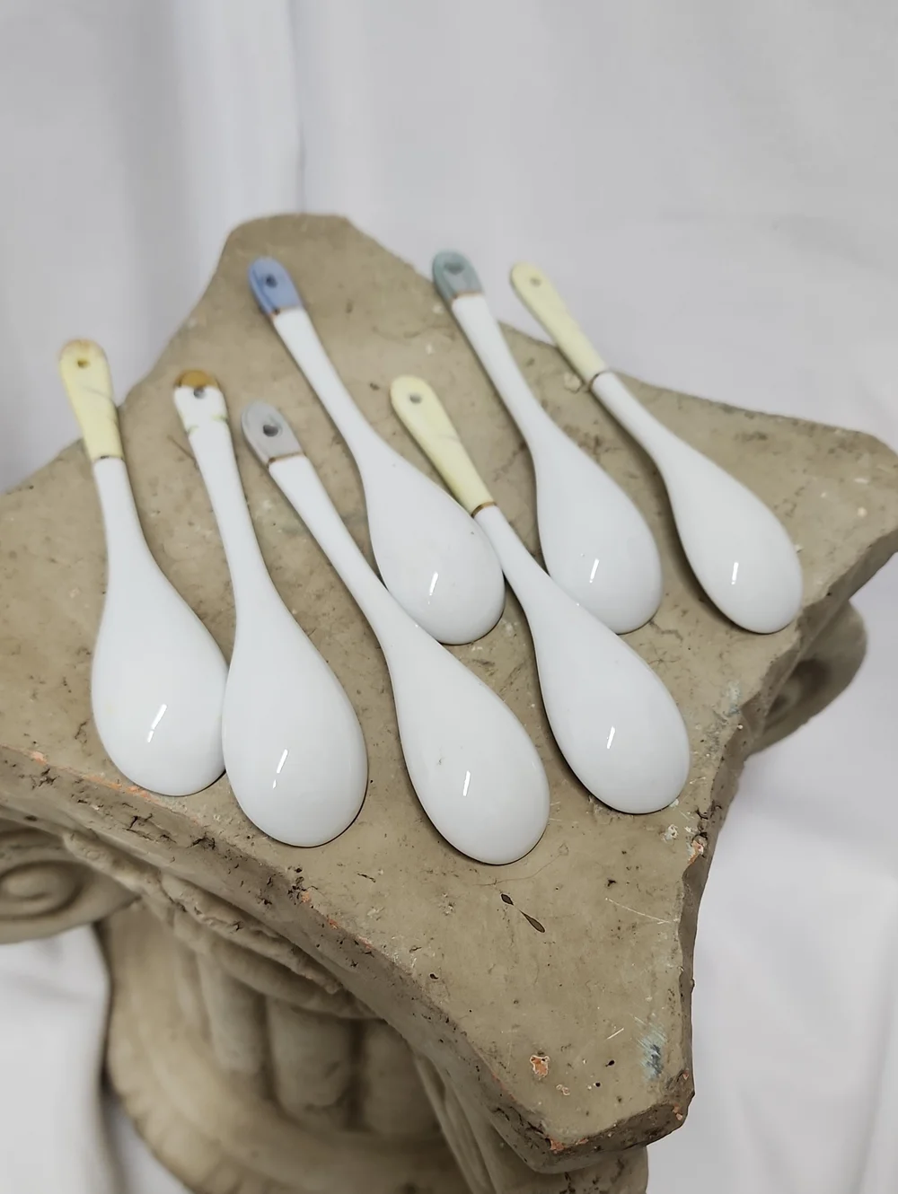 Vintage Handpainted Floral Porcelain Tea Spoons Condiment Spoons
